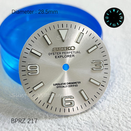 28.5mm Seiko OEM Sun Pattern Explorer(upper) 369 Nails Dial Watchmods