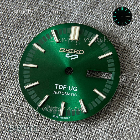 28.5mm Seiko OEM 5 Sports series TDF-UG luminous NH36/4R36 dial Watch mods