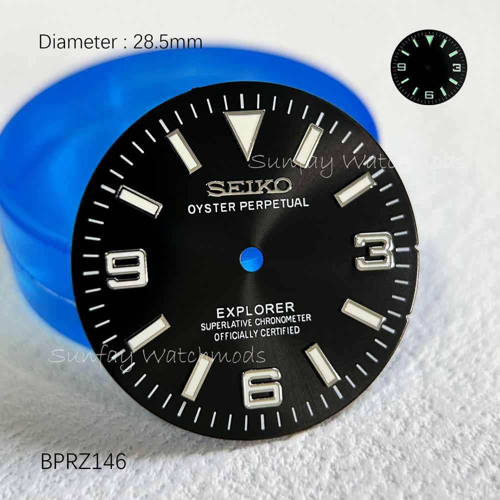 28.5mm Seiko OEM Sun Pattern Explorer 369 Nails Dial Watchmods